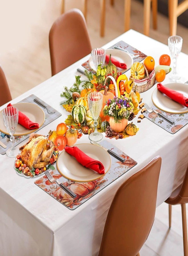 Billbotk Fall Placemats Set of 6, Non-Slip Thanksgiving Placemats for Dining Table Setting, Tabletop Accessories, Fall Decorations - Image 2