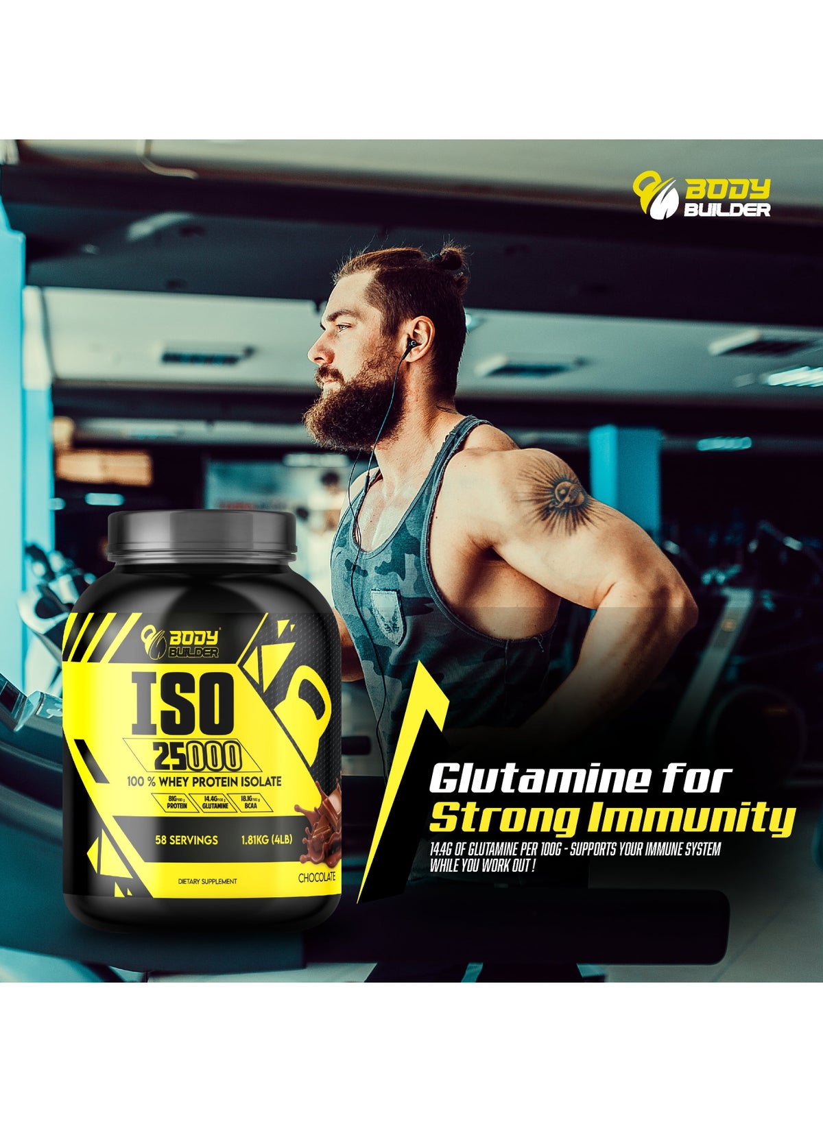 Body Builder ISO 25000 Whey Protein Isolate Cappuccino 4lbs