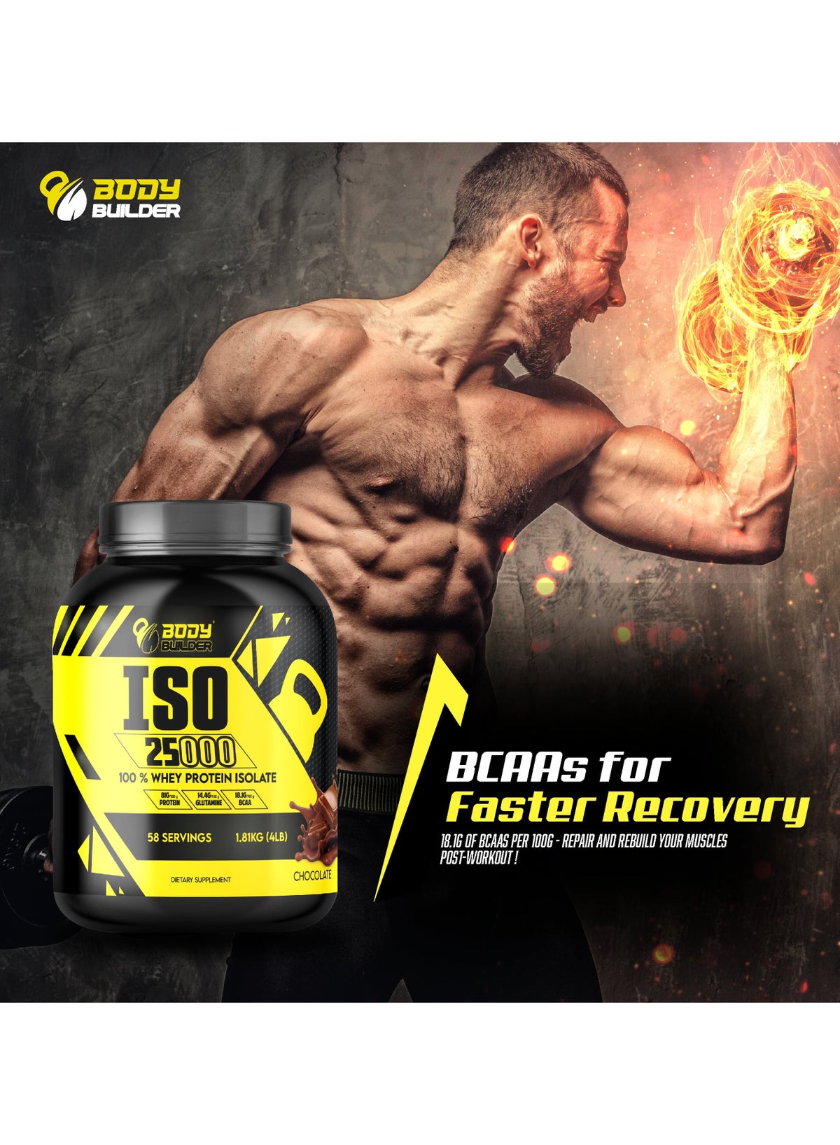 Body Builder ISO 25000 Whey Protein Isolate Cappuccino 4lbs