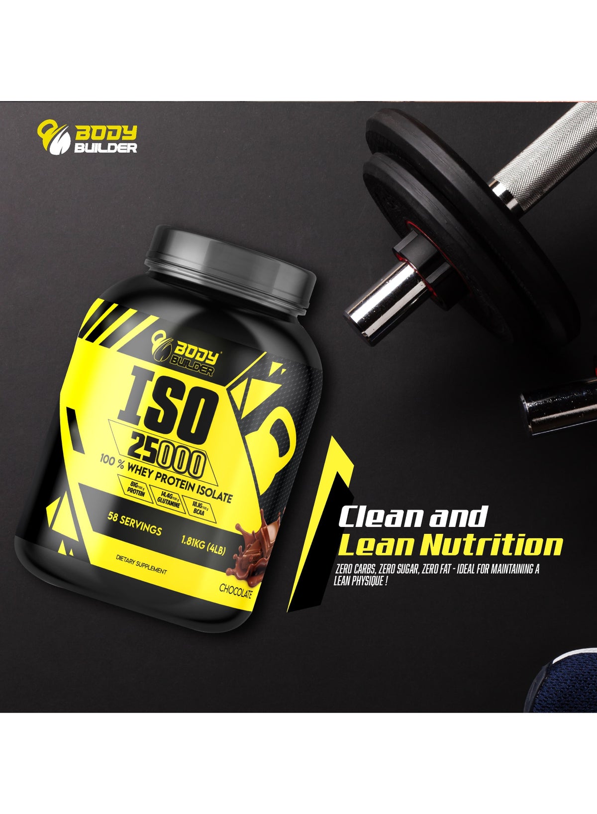 Body Builder ISO 25000 Whey Protein Isolate Cappuccino 4lbs