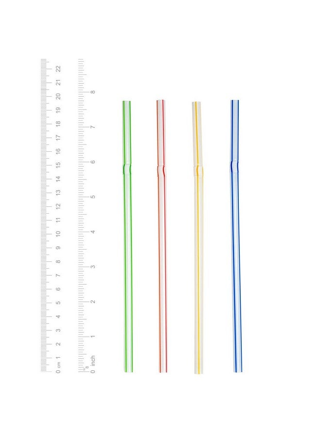 Comfy Package [200 Pack] 7.75" High Flexible Plastic Straws, Disposable Drinking Straws - Striped Assorted Colors - Image 2