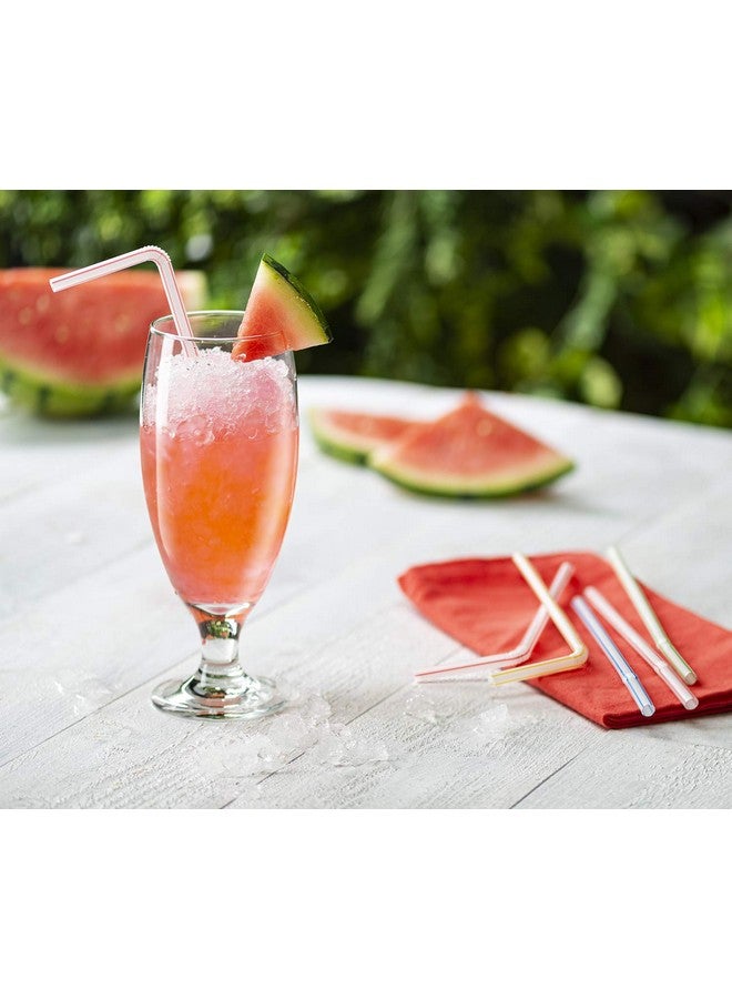 Comfy Package [200 Pack] 7.75" High Flexible Plastic Straws, Disposable Drinking Straws - Striped Assorted Colors - Image 4