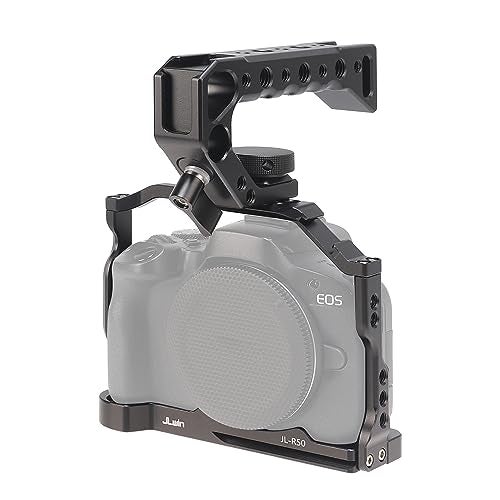 Hersmay R50 Cage with Top HandleAluminium Alloy Camera Cage for Canon EOS R50 Mirrorless Cameras Vlogging Video Shooting Filmmaking Rig Stabilizer with 14 Mounting and 38 Arri Locating Hole - Image 1