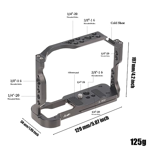 Hersmay R50 Cage with Top HandleAluminium Alloy Camera Cage for Canon EOS R50 Mirrorless Cameras Vlogging Video Shooting Filmmaking Rig Stabilizer with 14 Mounting and 38 Arri Locating Hole - Image 3