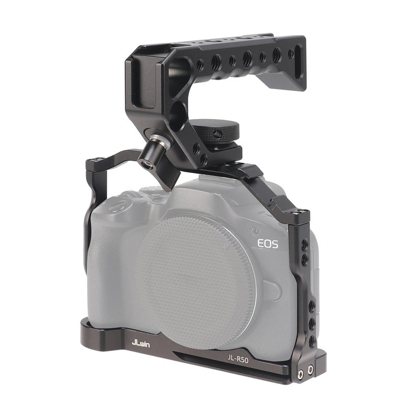 Hersmay R50 Cage with Top HandleAluminium Alloy Camera Cage for Canon EOS R50 Mirrorless Cameras Vlogging Video Shooting Filmmaking Rig Stabilizer with 14 Mounting and 38 Arri Locating Hole - Image 2