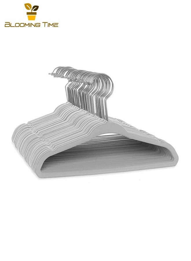 بلومنغ تايم 100 الشماعات عدم الانزلاق ، يتدفقون الشماعات ، منظم الملابس ، الشماعات عدم الانزلاق متعددة الوظائف ، الشماعات البلاستيكية المضادة للتجاعيد الكبار ، رفوف التجفيف الرطب والجاف ، تخزين الملابس ، الفاخرة الخفيفة ، رمادي - Image 1