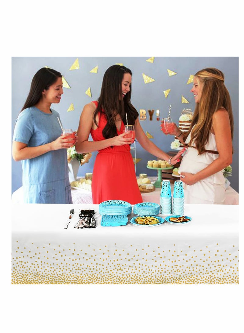 Excefore Disposable Tablecloths Plastic Table Cover for Rectangular Tables Gold Dot Confetti Table Cloths for Parties BBQ Birthday Fine Dining Wedding Baby Shower10 Pack 54" x 108" - Image 4