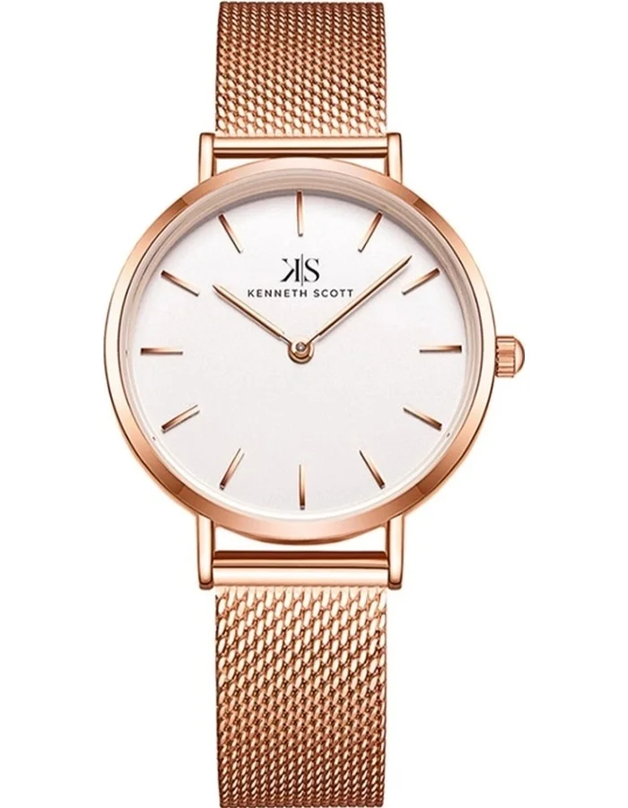 KENNETH SCOTT Kenneth Scott K22519-RMKW Women's Analog Display Watch & Stainless Steel Strap Rose Gold