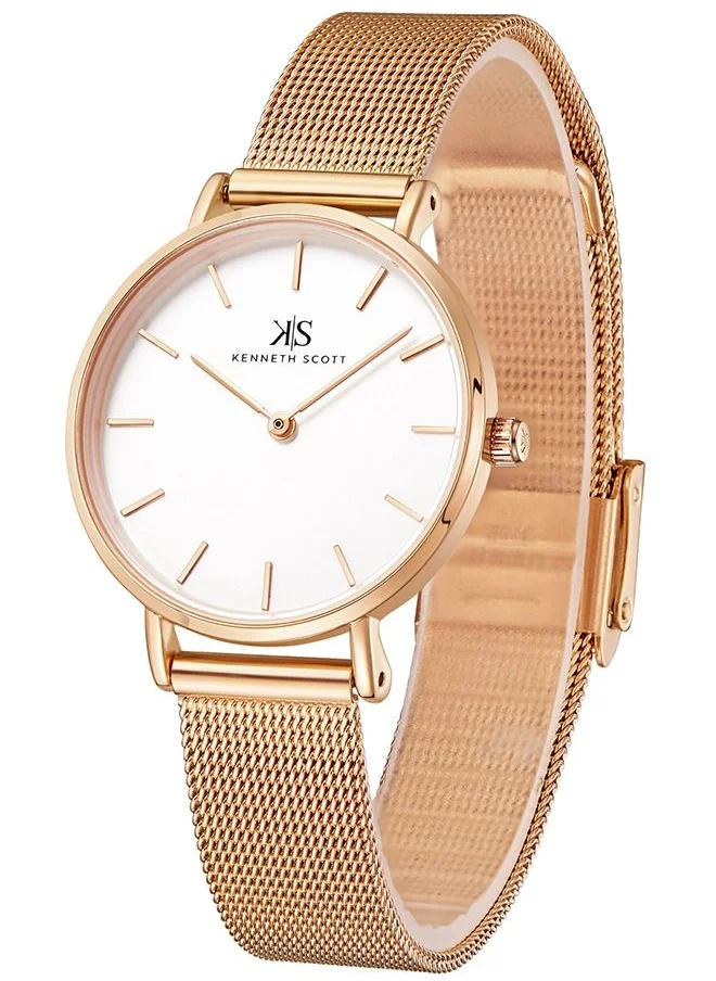 كينيث سكوت Kenneth Scott Women's White Dial Analog Watch - K22519-RMKW