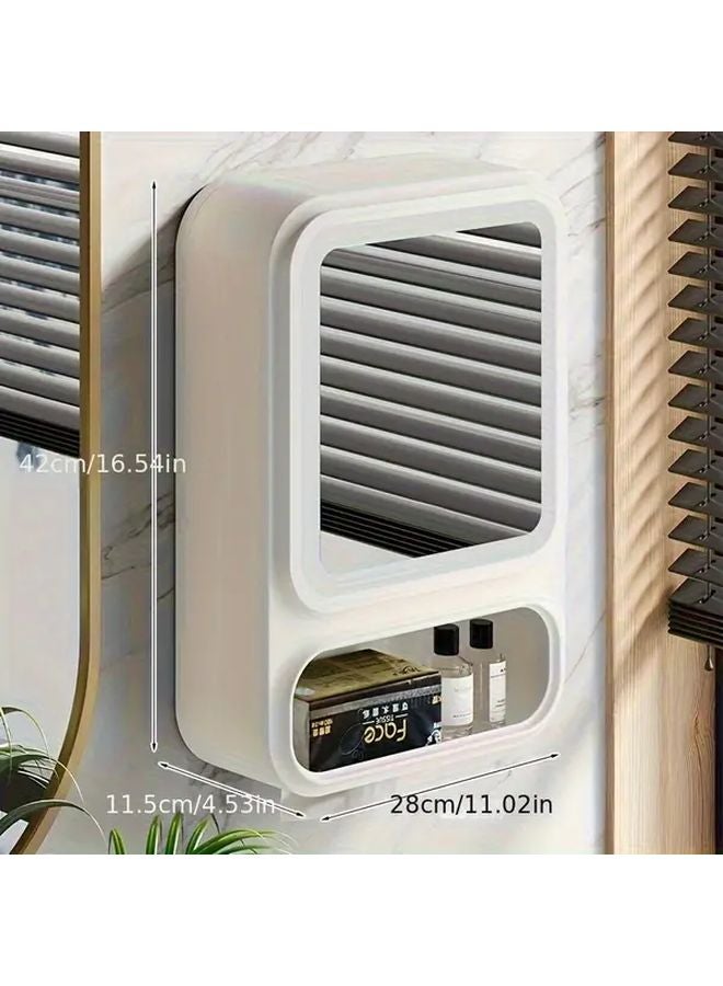 Beige Wall Mounted Storage Cabinet With Clear Doors Waterproof Plastic Multi Tier Shelves - Image 4