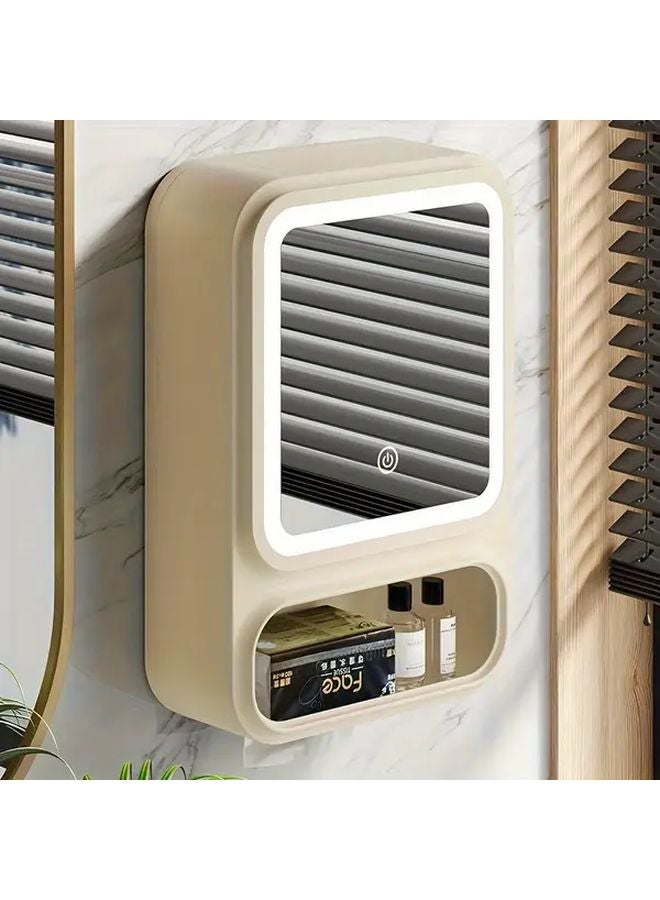 Beige Wall Mounted Storage Cabinet With Clear Doors Waterproof Plastic Multi Tier Shelves - Image 5