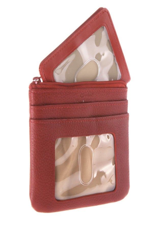 Buxton Large Leather ID Coin/Card Case Wallet, Rfid Blocking, Dark Red, One Size - Image 2