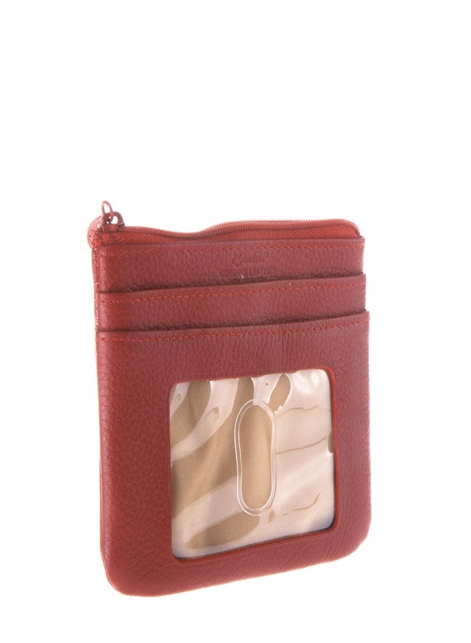 Buxton Large Leather ID Coin/Card Case Wallet, Rfid Blocking, Dark Red, One Size - Image 1
