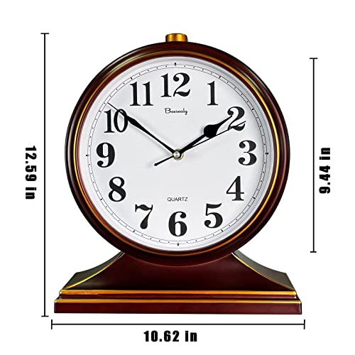 Beesealy Desk Clocks for Table Decor,Retro Mantel Clock Battery Operated for Fireplace Mantel, Living Room,Bedroom,Office,Desktop Decoration (Frosted Style) - Image 2