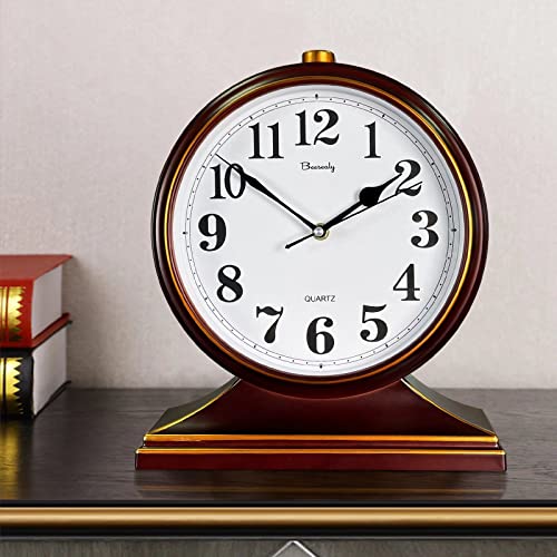 Beesealy Desk Clocks for Table Decor,Retro Mantel Clock Battery Operated for Fireplace Mantel, Living Room,Bedroom,Office,Desktop Decoration (Frosted Style) - Image 4