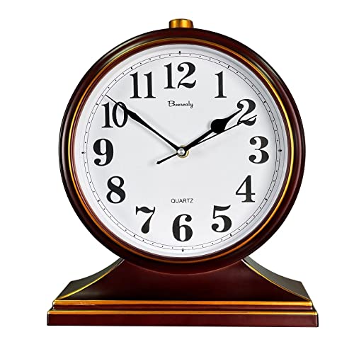 Beesealy Desk Clocks for Table Decor,Retro Mantel Clock Battery Operated for Fireplace Mantel, Living Room,Bedroom,Office,Desktop Decoration (Frosted Style) - Image 1