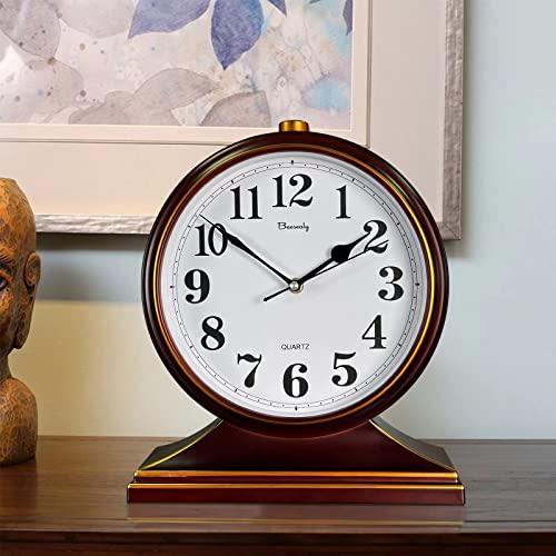 Beesealy Desk Clocks for Table Decor,Retro Mantel Clock Battery Operated for Fireplace Mantel, Living Room,Bedroom,Office,Desktop Decoration (Frosted Style) - Image 3