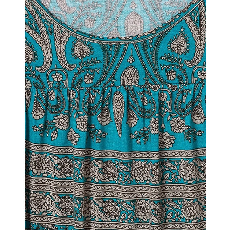 2021ebay hot summer new print loose plus size women's short-sleeved dress T-shirt blue XL - Image 2