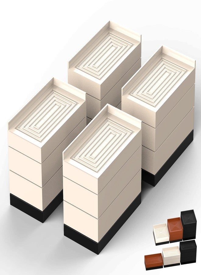 Tclouda Furniture Risers, Tclouda Bed/Sofa/Desk/Table/Chair Leg/Fridge Lifts to 1.5, 3 and 4 in, Rectangle Adjustable Risers Blocks for Extenders, Heavy Duty Supports Up to 1300 Lbs, 4 in-Apricot-Rectangle - Image 1
