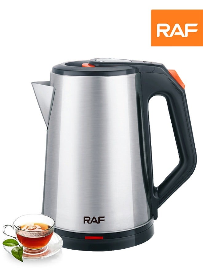 آر إيه أف غلاية كهربائية ، 2.5 لتر غلاية شاي كهربائية من الفولاذ المقاوم للصدأ مع مصباح ليد ، قاعدة دوران 360 دولار ، إغلاق تلقائي وحماية من الغليان الجاف ، مثالية لغلي الماء والحليب والشاي ، 1500 واط/ر. 7950 ، فضي / أسود - Image 1