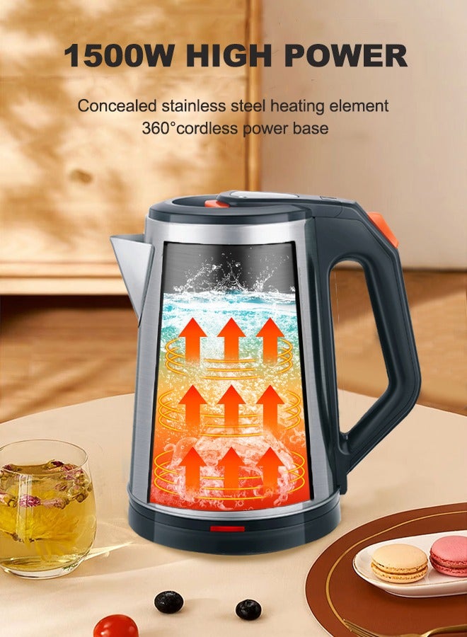 آر إيه أف غلاية كهربائية ، 2.5 لتر غلاية شاي كهربائية من الفولاذ المقاوم للصدأ مع مصباح ليد ، قاعدة دوران 360 دولار ، إغلاق تلقائي وحماية من الغليان الجاف ، مثالية لغلي الماء والحليب والشاي ، 1500 واط/ر. 7950 ، فضي / أسود - Image 4