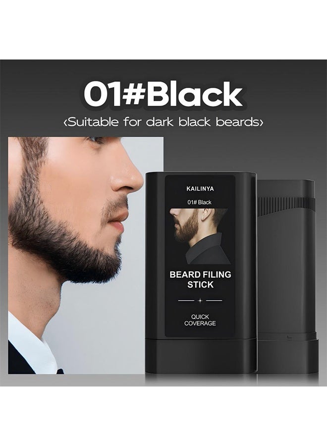 KAILINYA Beard Filling Stick,Comb and repair two in one with combtooth color compensation , Lasting Waterproof Multiuse Moustache Hair Makeup for Men,01# Black - Image 2