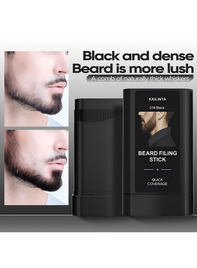KAILINYA Beard Filling Stick,Comb and repair two in one with combtooth color compensation , Lasting Waterproof Multiuse Moustache Hair Makeup for Men,01# Black - Image 3
