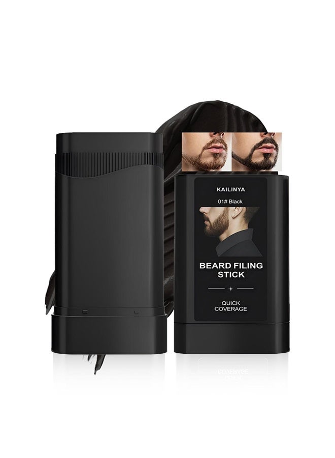KAILINYA Beard Filling Stick,Comb and repair two in one with combtooth color compensation , Lasting Waterproof Multiuse Moustache Hair Makeup for Men,01# Black - Image 1