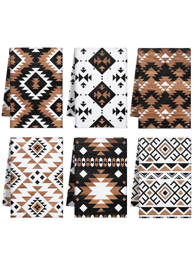Breling Set of 6 Western Aztec Kitchen Towels Vintage Themed Dish Towel Bathroom Decorative Rustic Cloths for Kitchen Bathroom Home Cooking Housewarming Gifts, 14 x 21 Inch - Image 1
