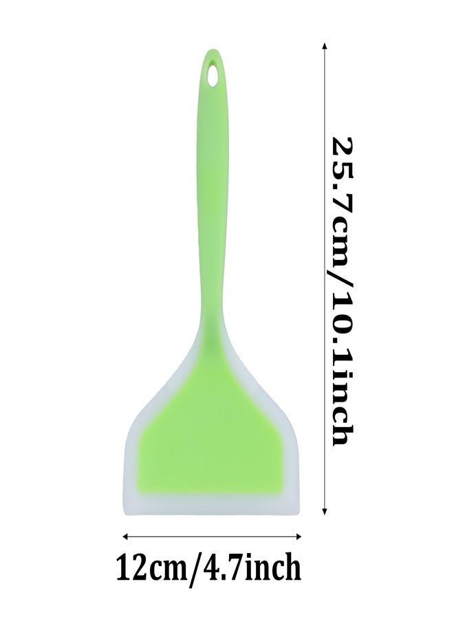Septe Silicone Pancake Spatula,Wide silicone pancake turner Omelette Spatula,silicone flipper spatula for nonstick cookware,2 Pack (Green and Pink) - Image 2
