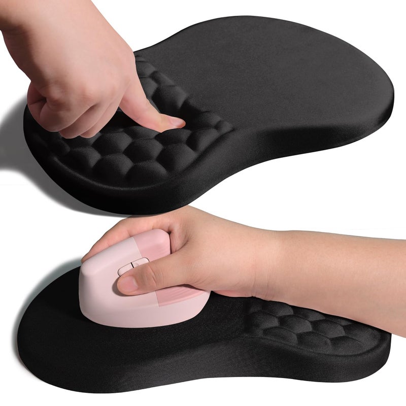 Armanza Ergonomic Joint Wrist Support Mouse Pad with Memory Foam Cushion Massage Bump, Carpal Tunnel Pain Relief Mousepad Slope Design for Wrist Rest, 11.8x7.9 in, Black - Image 1