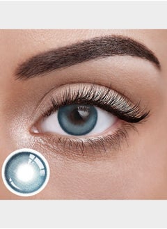 Crystal Blue Yearly Colored Contact Lenses, Unisex Cosmetic Contact Lenses, Enlargement Collection, Dark Blue, With Case