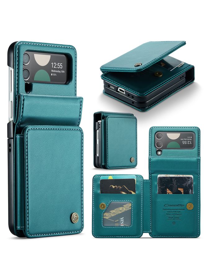 Case Cover For Samsung Galaxy Z Flip4 5G CaseMe C22 PC+TPU Business Style RFID Anti-theft Leather Phone Case Blue Green