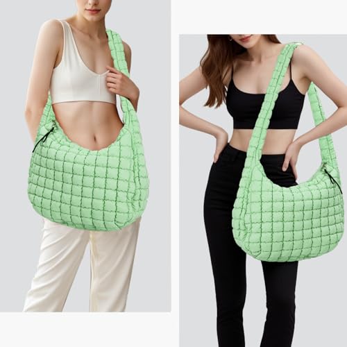 GASSDA Puffer Tote Bag for Women Large Quilted Puffy Lightweight Carryall Crossbody Tote Bag for Women (green) - Image 2