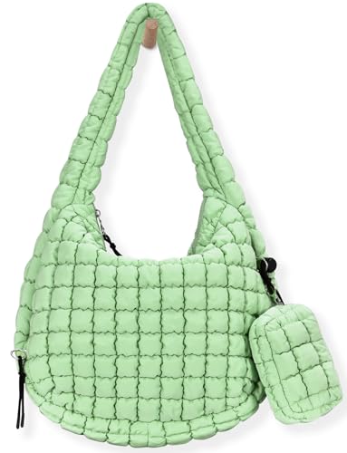 GASSDA Puffer Tote Bag for Women Large Quilted Puffy Lightweight Carryall Crossbody Tote Bag for Women (green) - Image 1