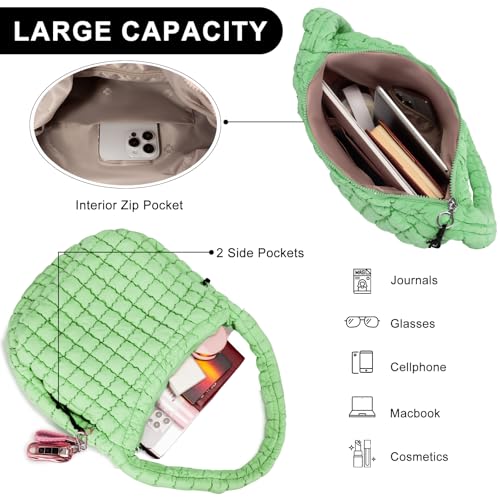 GASSDA Puffer Tote Bag for Women Large Quilted Puffy Lightweight Carryall Crossbody Tote Bag for Women (green) - Image 4