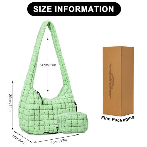 GASSDA Puffer Tote Bag for Women Large Quilted Puffy Lightweight Carryall Crossbody Tote Bag for Women (green) - Image 3