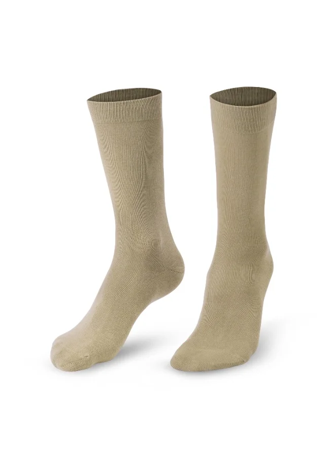 Ampm Mens Cotton blended Business Formal Casual Socks (PACK OF 3) Ultra-Soft touch, Secure Gentle Grip, Reinforced stitch, Skin Friendly - KHAKI BROWN