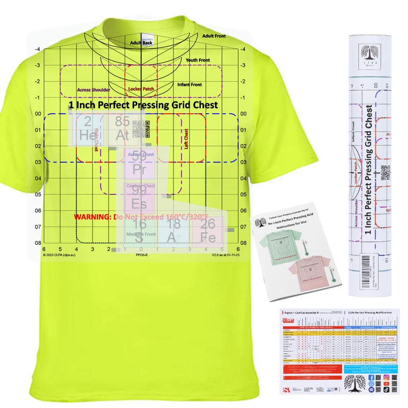 CLPA TShirt Ruler Guide Neck and Chest Placement HeatSafe to 320F Shirt Alignment Tool for Heat Press HTV DTF and Embroidery All Necklines Made in Australia - Image 2