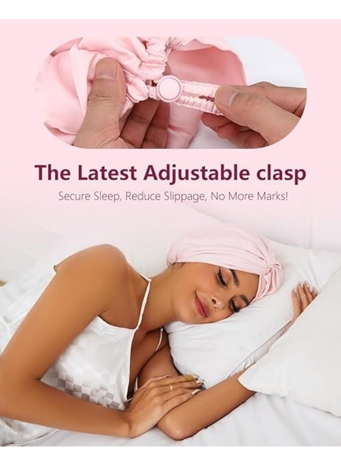 Adjustable Silk Satin Hair Bonnet for Sleeping, Double Layer Hair Wrap Sleep Cap Turban for Women Men, Curly Straight Long Large Braid Unisex - Image 4