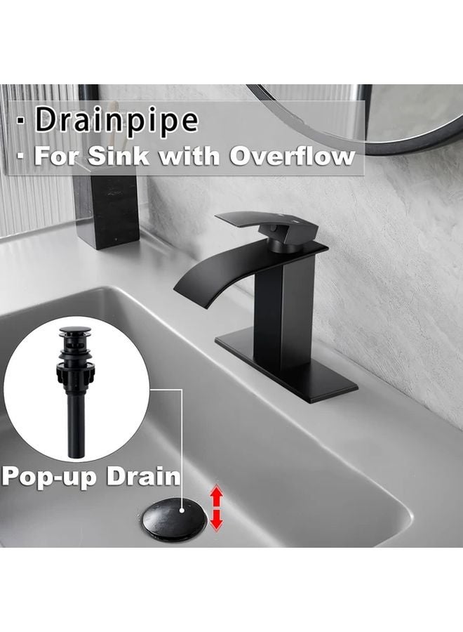 Black Waterfall Faucet Single Handle Bathroom Sink Vanity Water Outlet Easy Flow - Image 5