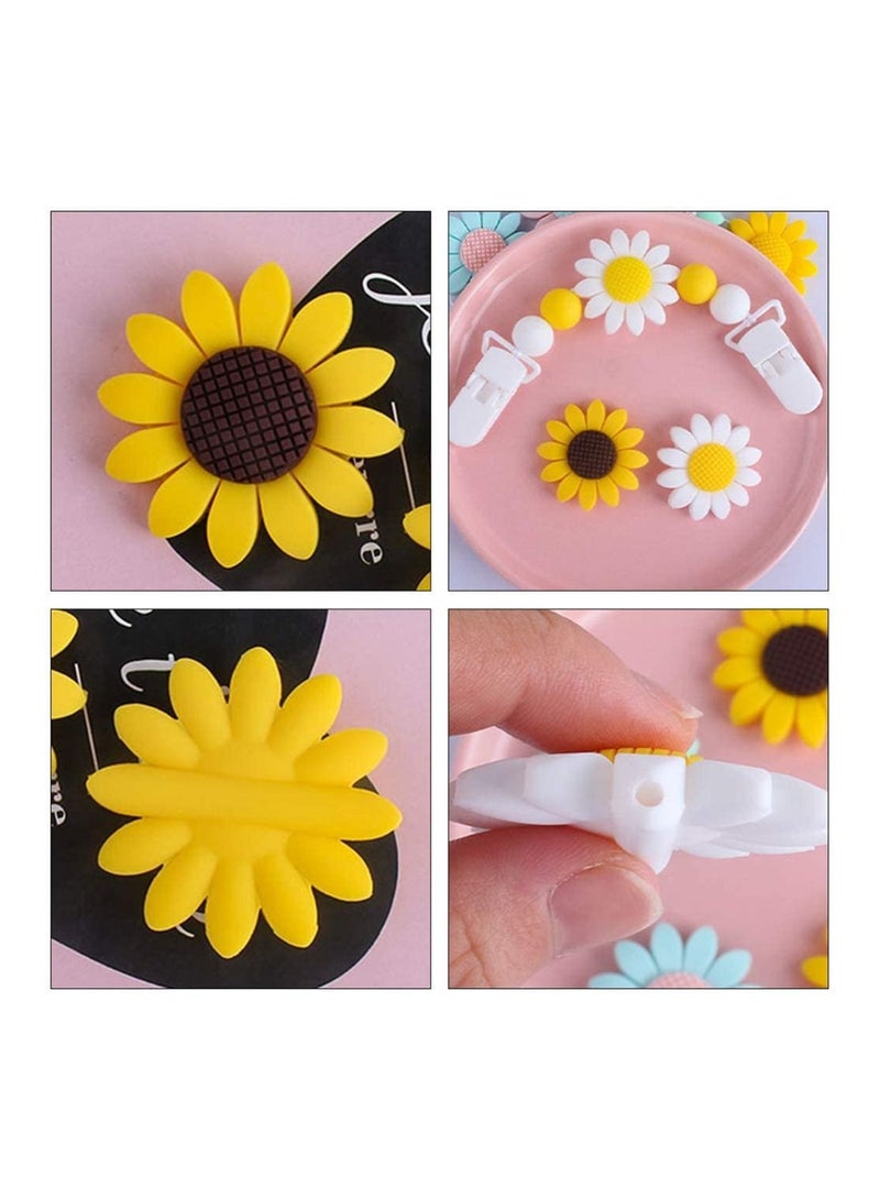 Y&D Silicone Beads, SYOSI 6Pcs Baby Chewing Sunflower Teether Toy Chewable Beads For Chew DIY Necklace Bracelet Teething Accessory  - Image 2