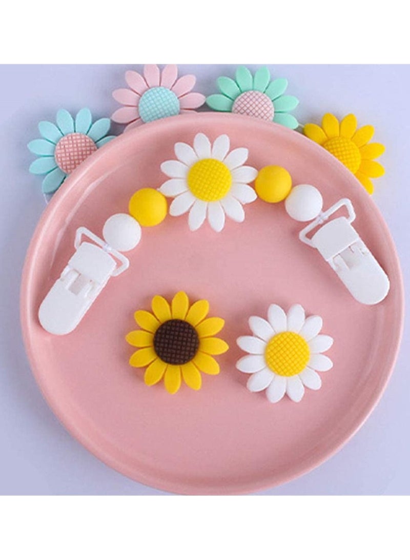 Y&D Silicone Beads, SYOSI 6Pcs Baby Chewing Sunflower Teether Toy Chewable Beads For Chew DIY Necklace Bracelet Teething Accessory  - Image 1