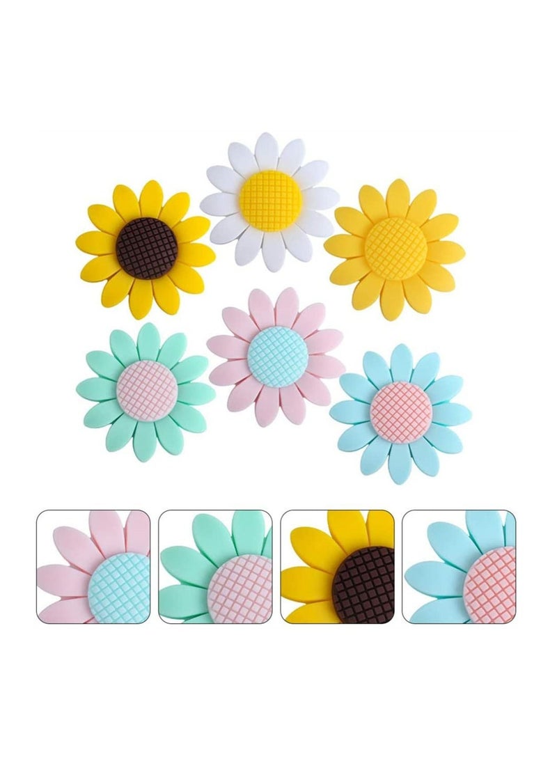 Y&D Silicone Beads, SYOSI 6Pcs Baby Chewing Sunflower Teether Toy Chewable Beads For Chew DIY Necklace Bracelet Teething Accessory  - Image 3