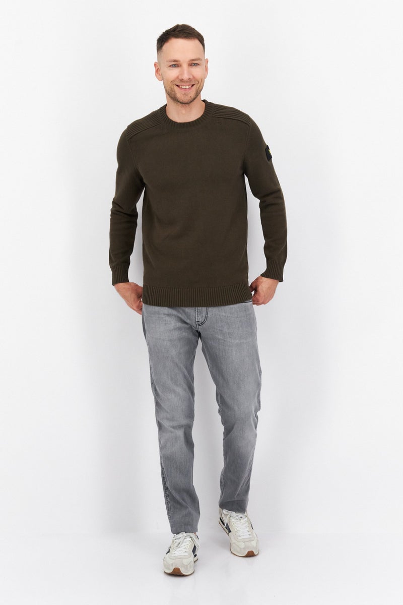 Lyle & Scott سويت شيرت رجالي بياقة دائرية محبوك، زيتوني - Image 3