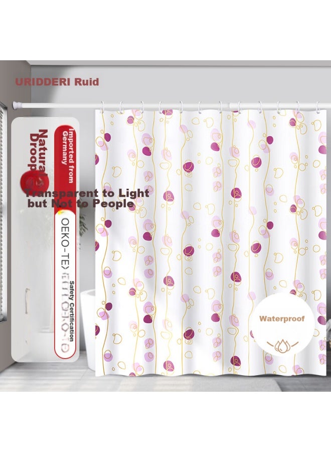 Ridder German Import, Shower Curtain Waterproof Bathroom Parion Shower Curtain With Floating Floral Pattern 180*200cm