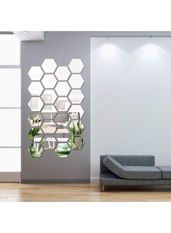 28 Pieces Removable Acrylic Mirror Setting Wall Sticker Decal for Home Living Room Bedroom Decor - Image 1