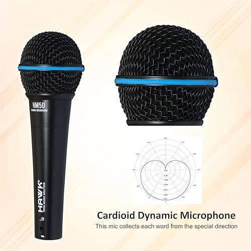 Hawk Proaudio HM 50 Handheld Dynamic Cardioid Wired Mic for Live, Recording, Speech, Karaoke with 6 Meter mic Cable, mic Holder and Pouch - Image 4