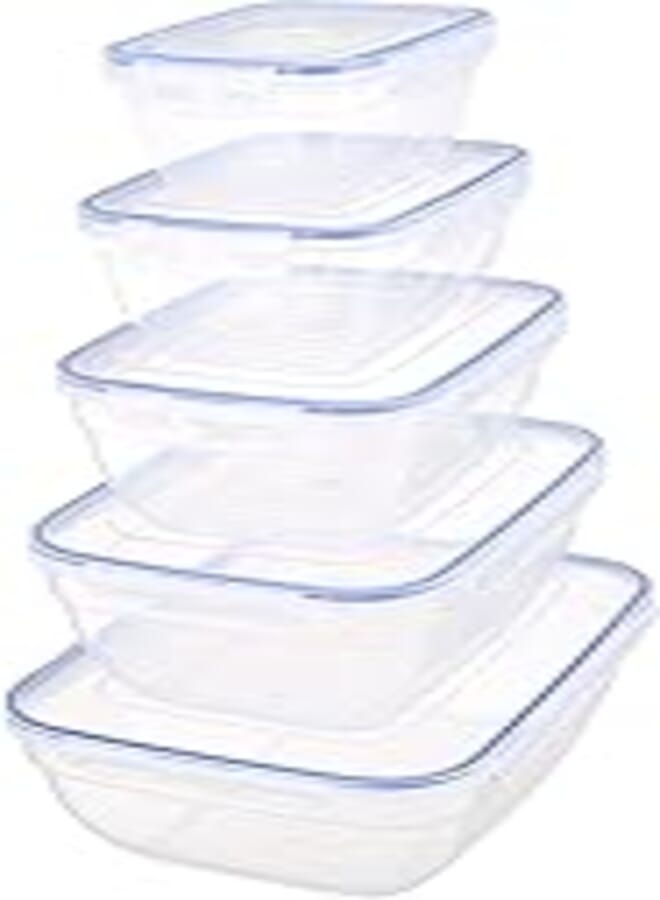 Bager Cook&Lock Rectangular Storage Container (575+1050+1850+3100+5000 Ml) (Deep), Transparent