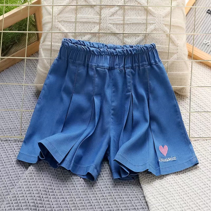 Girls' Shorts Summer Outer Wear Style Big Children'S Western Style Girls Thin Denim Five-Point Children'S Tencel Skirt Pants - Image 5